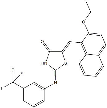 5-[(2-ethoxy-1-naphthyl)methylene]-2-{[3-(trifluoromethyl)phenyl]imino}-1,3-thiazolidin-4-one 结构式