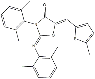 3-(2,6-dimethylphenyl)-2-[(2,6-dimethylphenyl)imino]-5-[(5-methyl-2-thienyl)methylene]-1,3-thiazolidin-4-one 结构式