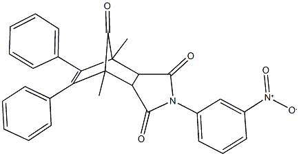 4-{3-nitrophenyl}-1,7-dimethyl-8,9-diphenyl-4-azatricyclo[5.2.1.0~2,6~]dec-8-ene-3,5,10-trione 结构式