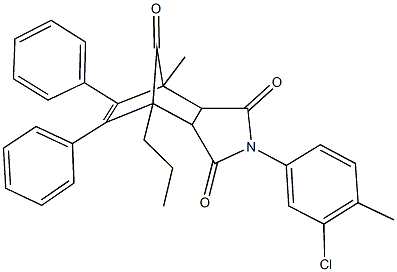 4-(3-chloro-4-methylphenyl)-1-methyl-8,9-diphenyl-7-propyl-4-azatricyclo[5.2.1.0~2,6~]dec-8-ene-3,5,10-trione 结构式