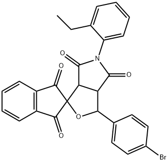 3-(4-bromophenyl)-5-(2-ethylphenyl)-1',3',4,6-tetraoxo-1,3,3a,4,6,6a-hexahydrospiro(1H-furo[3,4-c]pyrrole-1,2'-indane) 结构式