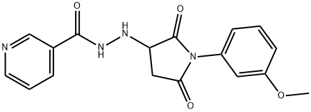 N'-[1-(3-methoxyphenyl)-2,5-dioxo-3-pyrrolidinyl]nicotinohydrazide 结构式