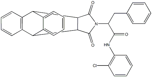 N-(2-chlorophenyl)-2-(16,18-dioxo-17-azapentacyclo[6.6.5.0~2,7~.0~9,14~.0~15,19~]nonadeca-2,4,6,9,11,13-hexaen-17-yl)-3-phenylpropanamide 结构式