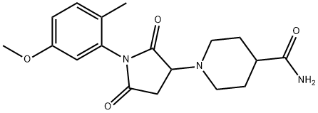 1-[1-(5-methoxy-2-methylphenyl)-2,5-dioxo-3-pyrrolidinyl]-4-piperidinecarboxamide 结构式