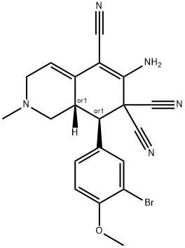 6-amino-8-(3-bromo-4-methoxyphenyl)-2-methyl-2,3,8,8a-tetrahydro-5,7,7(1H)-isoquinolinetricarbonitrile 结构式