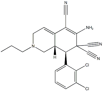 6-amino-8-(2,3-dichlorophenyl)-2-propyl-2,3,8,8a-tetrahydro-5,7,7(1H)-isoquinolinetricarbonitrile 结构式