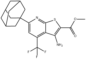 methyl 6-(1-adamantyl)-3-amino-4-(trifluoromethyl)thieno[2,3-b]pyridine-2-carboxylate 结构式