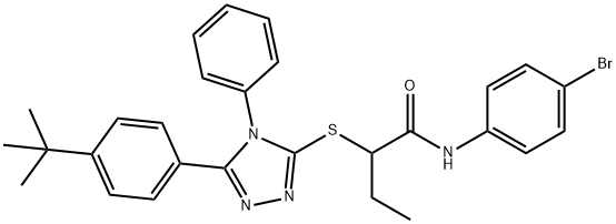 N-(4-bromophenyl)-2-{[5-(4-tert-butylphenyl)-4-phenyl-4H-1,2,4-triazol-3-yl]sulfanyl}butanamide 结构式