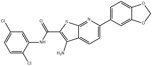 3-amino-6-(1,3-benzodioxol-5-yl)-N-(2,5-dichlorophenyl)thieno[2,3-b]pyridine-2-carboxamide 结构式