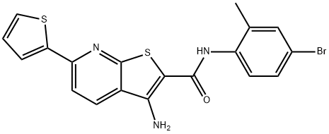 3-amino-N-(4-bromo-2-methylphenyl)-6-thien-2-ylthieno[2,3-b]pyridine-2-carboxamide 结构式