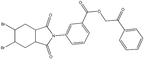 2-oxo-2-phenylethyl 3-(5,6-dibromo-1,3-dioxooctahydro-2H-isoindol-2-yl)benzoate 结构式