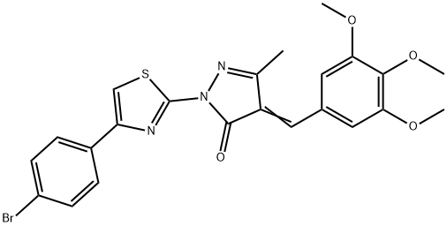 2-[4-(4-bromophenyl)-1,3-thiazol-2-yl]-5-methyl-4-(3,4,5-trimethoxybenzylidene)-2,4-dihydro-3H-pyrazol-3-one 结构式