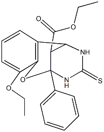 ethyl 6-ethoxy-9-phenyl-11-thioxo-8-oxa-10,12-diazatricyclo[7.3.1.0~2,7~]trideca-2,4,6-triene-13-carboxylate 结构式