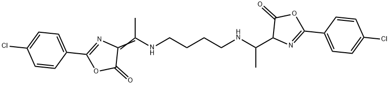 2-(4-chlorophenyl)-4-(1-{[4-({1-[2-(4-chlorophenyl)-5-oxo-4,5-dihydro-1,3-oxazol-4-yl]ethyl}amino)butyl]amino}ethylidene)-1,3-oxazol-5(4H)-one 结构式