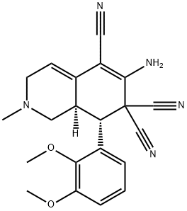 6-amino-8-(2,3-dimethoxyphenyl)-2-methyl-2,3,8,8a-tetrahydro-5,7,7(1H)-isoquinolinetricarbonitrile 结构式