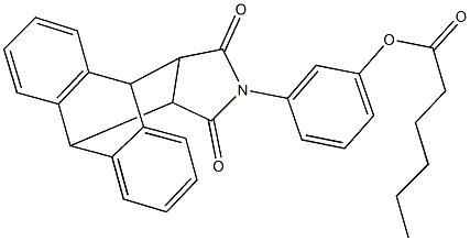 3-(16,18-dioxo-17-azapentacyclo[6.6.5.0~2,7~.0~9,14~.0~15,19~]nonadeca-2,4,6,9,11,13-hexaen-17-yl)phenyl hexanoate 结构式