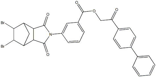 2-[1,1'-biphenyl]-4-yl-2-oxoethyl 3-(8,9-dibromo-3,5-dioxo-4-azatricyclo[5.2.1.0~2,6~]dec-4-yl)benzoate 结构式