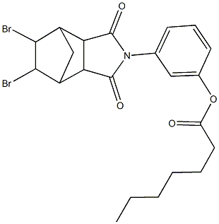 3-(8,9-dibromo-3,5-dioxo-4-azatricyclo[5.2.1.0~2,6~]dec-4-yl)phenyl heptanoate 结构式