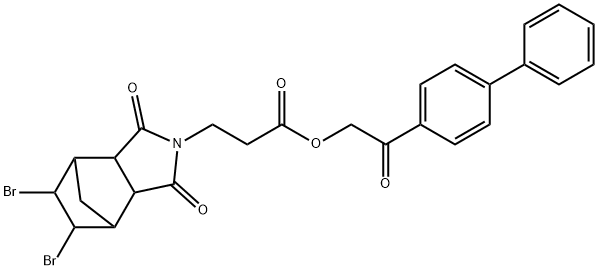 2-[1,1'-biphenyl]-4-yl-2-oxoethyl 3-(8,9-dibromo-3,5-dioxo-4-azatricyclo[5.2.1.0~2,6~]dec-4-yl)propanoate 结构式