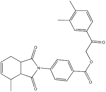 2-(3,4-dimethylphenyl)-2-oxoethyl 4-(4-methyl-1,3-dioxo-1,3,3a,4,7,7a-hexahydro-2H-isoindol-2-yl)benzoate 结构式