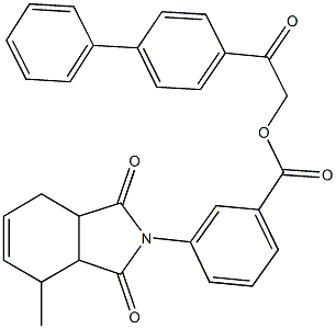 2-[1,1'-biphenyl]-4-yl-2-oxoethyl 3-(4-methyl-1,3-dioxo-1,3,3a,4,7,7a-hexahydro-2H-isoindol-2-yl)benzoate 结构式