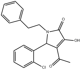 4-acetyl-5-(2-chlorophenyl)-3-hydroxy-1-(2-phenylethyl)-1,5-dihydro-2H-pyrrol-2-one 结构式