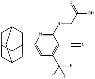 2-{[6-(1-adamantyl)-3-cyano-4-(trifluoromethyl)-2-pyridinyl]sulfanyl}acetic acid 结构式