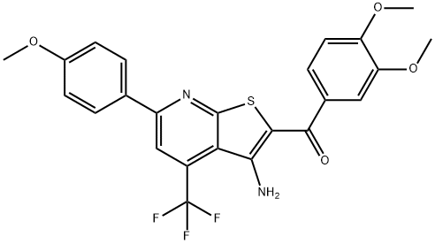 [3-amino-6-(4-methoxyphenyl)-4-(trifluoromethyl)thieno[2,3-b]pyridin-2-yl](3,4-dimethoxyphenyl)methanone 结构式