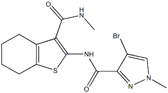 4-bromo-1-methyl-N-{3-[(methylamino)carbonyl]-4,5,6,7-tetrahydro-1-benzothien-2-yl}-1H-pyrazole-3-carboxamide 结构式