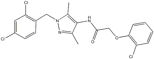 2-(2-chlorophenoxy)-N-[1-(2,4-dichlorobenzyl)-3,5-dimethyl-1H-pyrazol-4-yl]acetamide 结构式