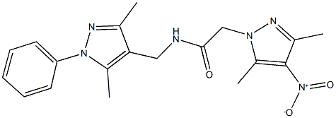 N-[(3,5-dimethyl-1-phenyl-1H-pyrazol-4-yl)methyl]-2-{4-nitro-3,5-dimethyl-1H-pyrazol-1-yl}acetamide 结构式