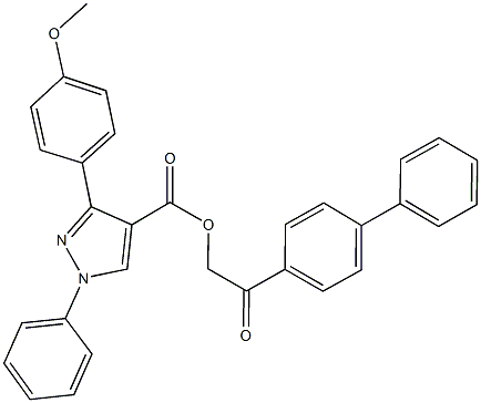 2-[1,1'-biphenyl]-4-yl-2-oxoethyl 3-(4-methoxyphenyl)-1-phenyl-1H-pyrazole-4-carboxylate 结构式