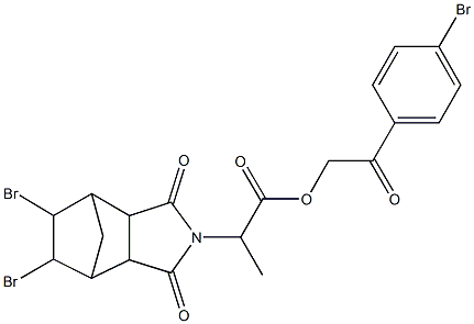 2-(4-bromophenyl)-2-oxoethyl 2-(8,9-dibromo-3,5-dioxo-4-azatricyclo[5.2.1.0~2,6~]dec-4-yl)propanoate 结构式