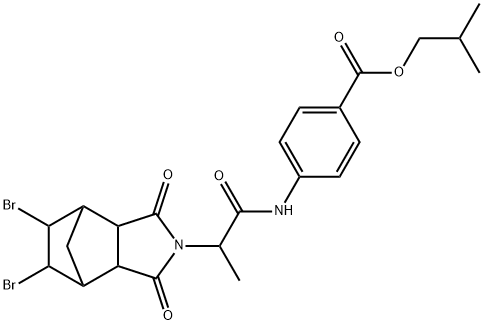 isobutyl 4-{[2-(8,9-dibromo-3,5-dioxo-4-azatricyclo[5.2.1.0~2,6~]dec-4-yl)propanoyl]amino}benzoate 结构式