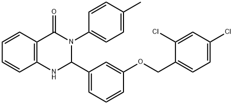 2-{3-[(2,4-dichlorobenzyl)oxy]phenyl}-3-(4-methylphenyl)-2,3-dihydro-4(1H)-quinazolinone 结构式