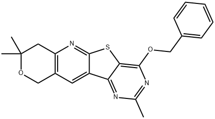 benzyl 2,8,8-trimethyl-7,10-dihydro-8H-pyrano[3'',4'':5',6']pyrido[3',2':4,5]thieno[3,2-d]pyrimidin-4-yl ether 结构式
