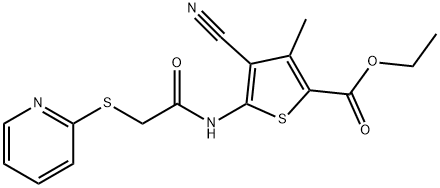 ethyl 4-cyano-3-methyl-5-{[(2-pyridinylsulfanyl)acetyl]amino}-2-thiophenecarboxylate 结构式