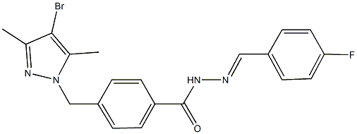 4-[(4-bromo-3,5-dimethyl-1H-pyrazol-1-yl)methyl]-N'-(4-fluorobenzylidene)benzohydrazide 结构式