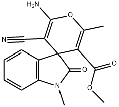 methyl 6'-amino-5'-cyano-1,2'-dimethyl-1,3-dihydro-2-oxospiro[2H-indole-3,4'-4'H-pyran]-3'-carboxylate 结构式