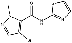 4-bromo-1-methyl-N-(1,3-thiazol-2-yl)-1H-pyrazole-5-carboxamide 结构式