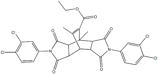 ethyl 4,10-bis(3,4-dichlorophenyl)-1,14-dimethyl-3,5,9,11-tetraoxo-4,10-diazatetracyclo[5.5.2.0~2,6~.0~8,12~]tetradec-13-ene-13-carboxylate 结构式