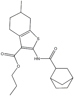 propyl 2-[(bicyclo[2.2.1]hept-2-ylcarbonyl)amino]-6-methyl-4,5,6,7-tetrahydro-1-benzothiophene-3-carboxylate 结构式