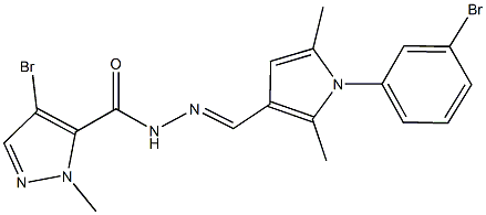 4-bromo-N'-{[1-(3-bromophenyl)-2,5-dimethyl-1H-pyrrol-3-yl]methylene}-1-methyl-1H-pyrazole-5-carbohydrazide 结构式