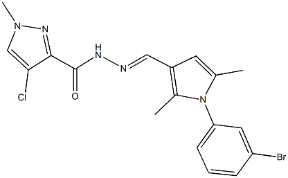 N'-{[1-(3-bromophenyl)-2,5-dimethyl-1H-pyrrol-3-yl]methylene}-4-chloro-1-methyl-1H-pyrazole-3-carbohydrazide 结构式