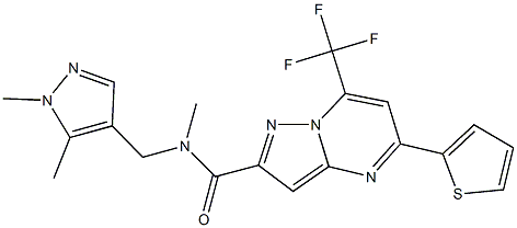 N-[(1,5-dimethyl-1H-pyrazol-4-yl)methyl]-N-methyl-5-(2-thienyl)-7-(trifluoromethyl)pyrazolo[1,5-a]pyrimidine-2-carboxamide 结构式