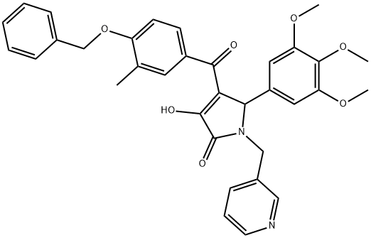 4-[4-(benzyloxy)-3-methylbenzoyl]-3-hydroxy-1-(pyridin-3-ylmethyl)-5-(3,4,5-trimethoxyphenyl)-1,5-dihydro-2H-pyrrol-2-one 结构式