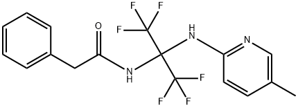 2-phenyl-N-[2,2,2-trifluoro-1-[(5-methyl-2-pyridinyl)amino]-1-(trifluoromethyl)ethyl]acetamide 结构式