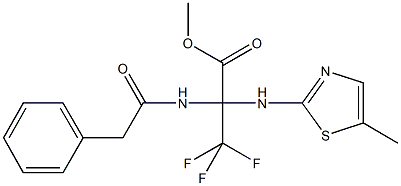 methyl 3,3,3-trifluoro-2-[(5-methyl-1,3-thiazol-2-yl)amino]-2-[(phenylacetyl)amino]propanoate 结构式