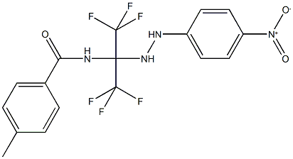 4-methyl-N-[2,2,2-trifluoro-1-(2-{4-nitrophenyl}hydrazino)-1-(trifluoromethyl)ethyl]benzamide 结构式