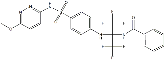 N-[2,2,2-trifluoro-1-(4-{[(6-methoxy-3-pyridazinyl)amino]sulfonyl}anilino)-1-(trifluoromethyl)ethyl]benzamide 结构式